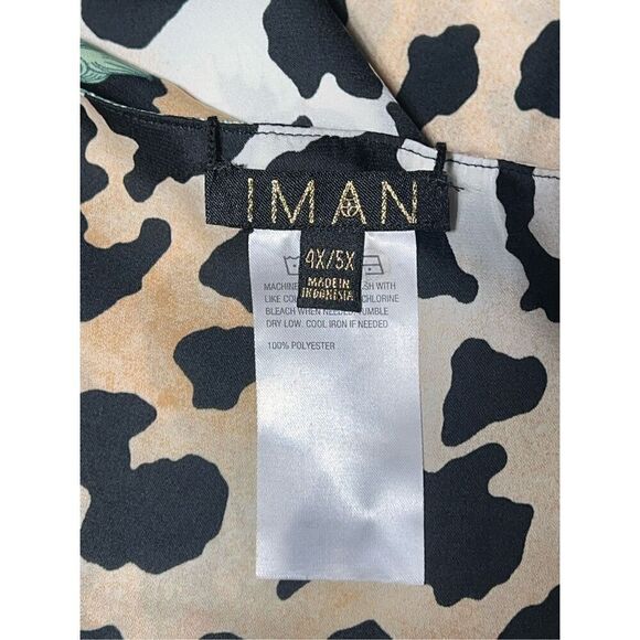 IMAN Global Chic Reversible Animal Print Floral Plus Size Silky Poncho Top 4X - Picture 5 of 6